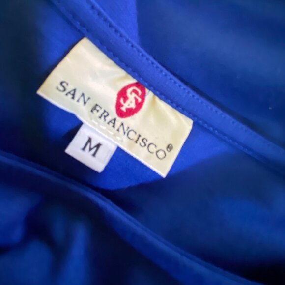 San Francisco Blue Long Sleeve Shift Dress Minimalist Medium Classic Modern Cute - Picture 3 of 4